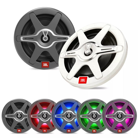 JBL Club Marine 6,5" (165 mm) - Altoparlante auto Full Range a 2 vie - 75W RMS / 225W Piek - 7 LED Modes - Include griglia bianca e grigia