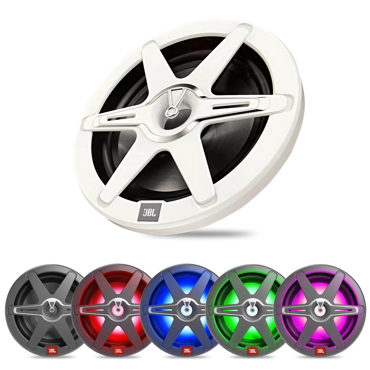 JBL Club Marine Subwoofer 10" (250 mm) - 300W RMS - 7 modalità LED - Con griglia bianca e grigia inclusa