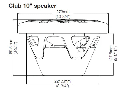 JBL Club Marine Subwoofer 10" (250 mm) - 300W RMS - 7 modalità LED - Con griglia bianca e grigia inclusa