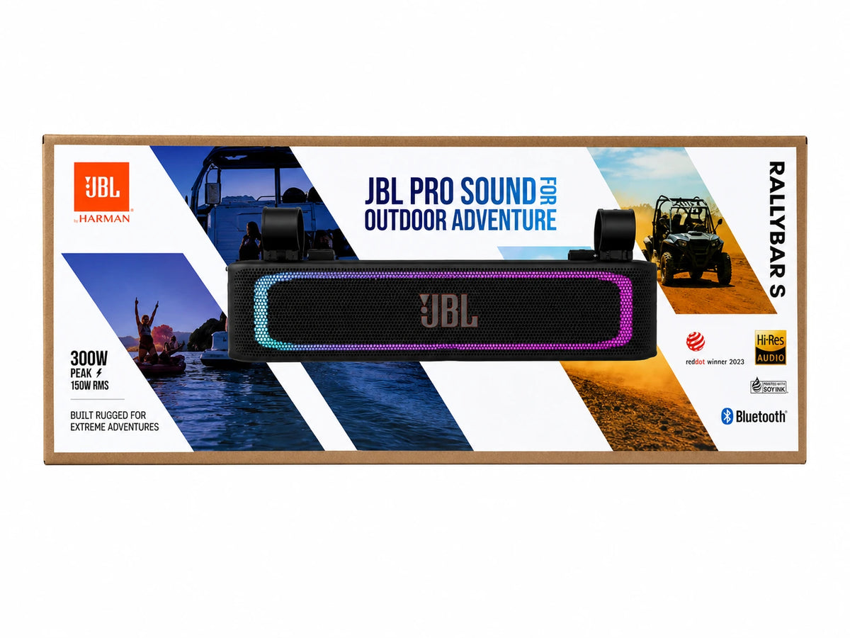 JBL RALLYBAR - Soundbar Bluetooth® universale per veicoli outdoor e auto - 21" - Illuminazione LED - Amplificatore 150Wrms