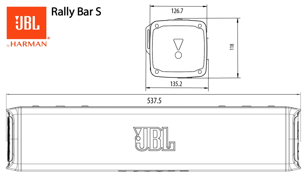 JBL RALLYBAR S - Altoparlante per auto - Soundbar Bluetooth® universale per esterni e veicoli - Amplificatore 150Wrms - IP66 (Impermeabile e resistente alla polvere)