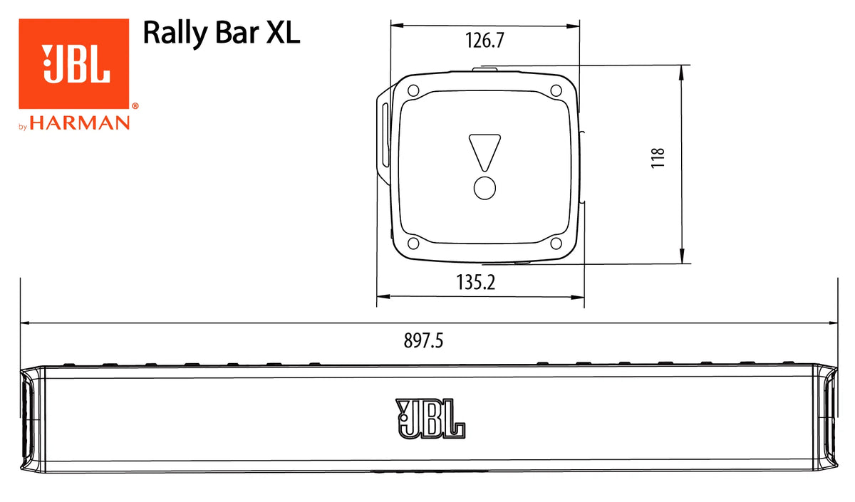 JBL RALLYBAR XL - Altoparlante per auto - Soundbar universale Bluetooth® 35" per veicoli outdoor - Illuminazione LED - Amplificatore 300Wrms